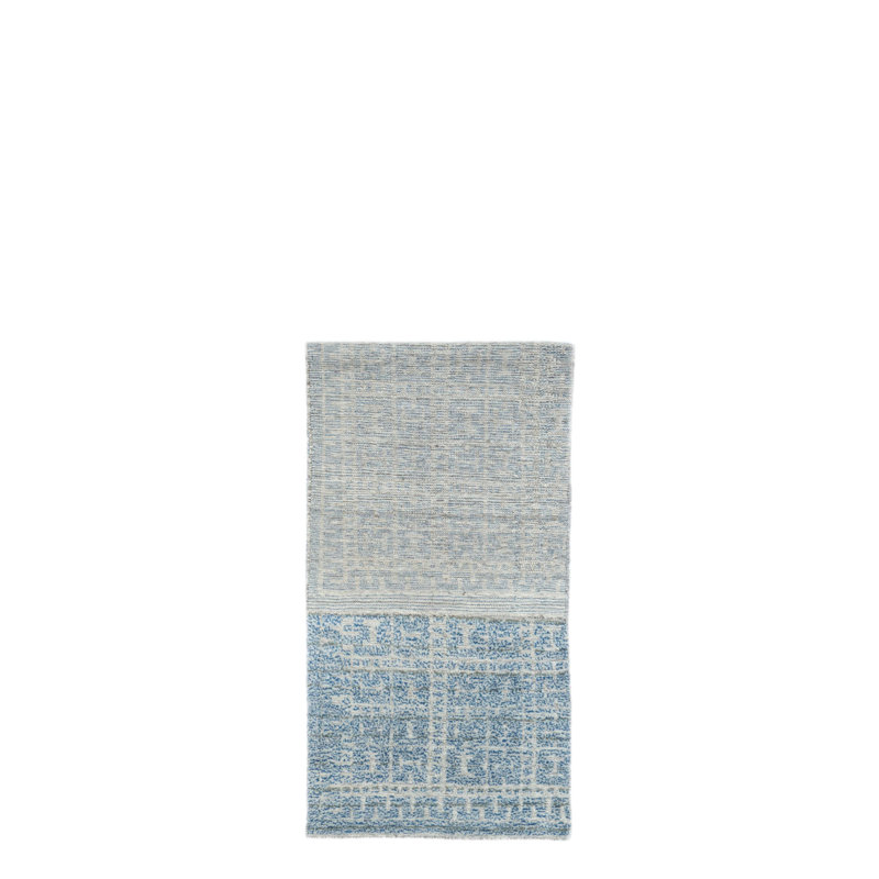 Tapis gris en laine noué à la main de conception unique 3 pi 1 po x 5 pi 5 po Anyuta