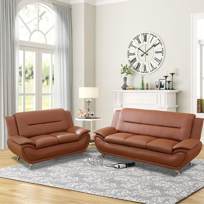 Chloeanne 2 - Piece Faux Leather Living Room Set by Wrought Studio