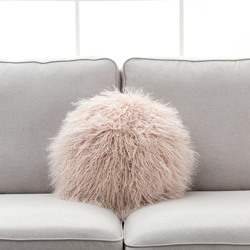 Mongolian Throw Pillow, Blush Pink, Polyester