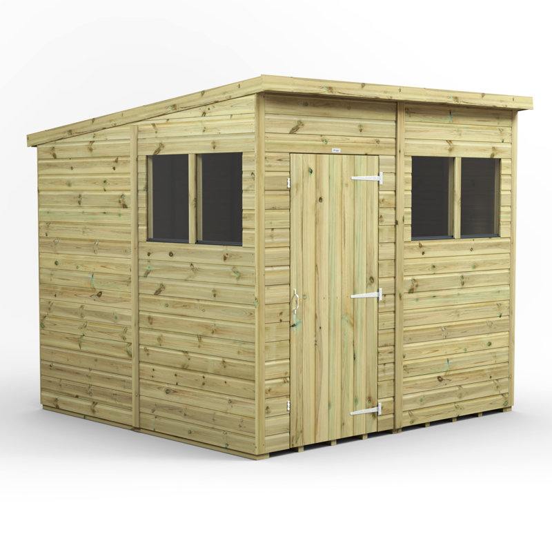 Powersheds 8 x 8ft Premium Pressure Treated Timber Pent Garden Shed