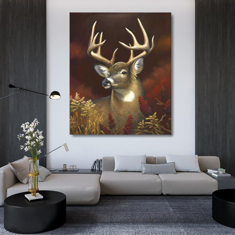 Toile tendue avec châssis Loon Peak® Stans, Leo, titrée: Portrait de cerf