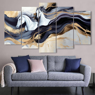 Superbe ensemble d'art mural décoratif en bois aggloméré 5 pièces, 39,4 x 23,6 pouces | 100% panneau de fibres à densité moyenne avec une épaisseur de 0,1 pouce, impression numérique UV | Parfait pour le salon, la chambre à coucher et le bureau, avec un design élégant et accrocheur