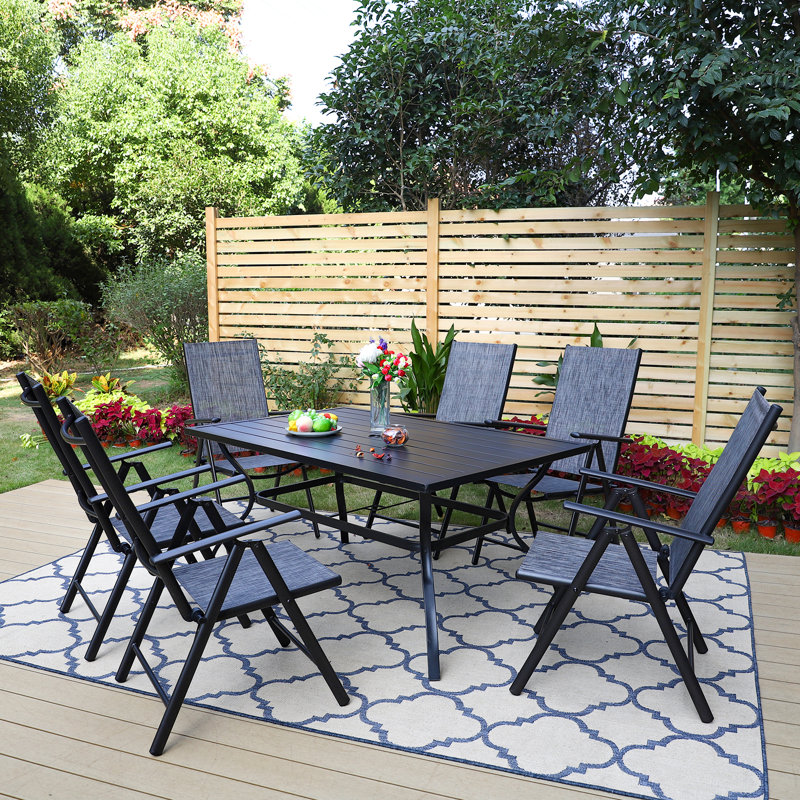 Alyah 6 - Person Patio Dining Set with Rectangular Table, Gray