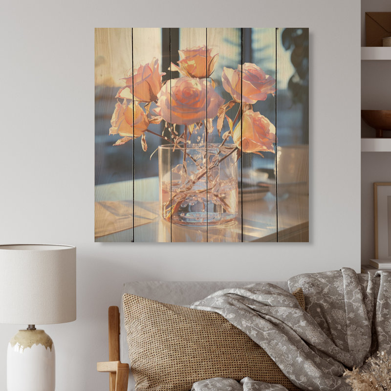 Art moderne sur bois de pin naturel, H 36 po x l 36 po