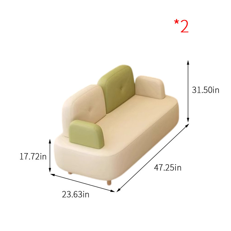 Banc rembourré en similicuir crème, Blanc cassé / vert pâle