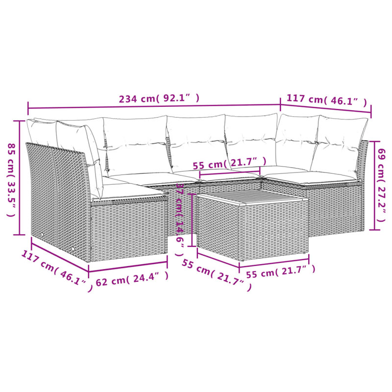 Ensemble de canapé de jardin Vidaxl