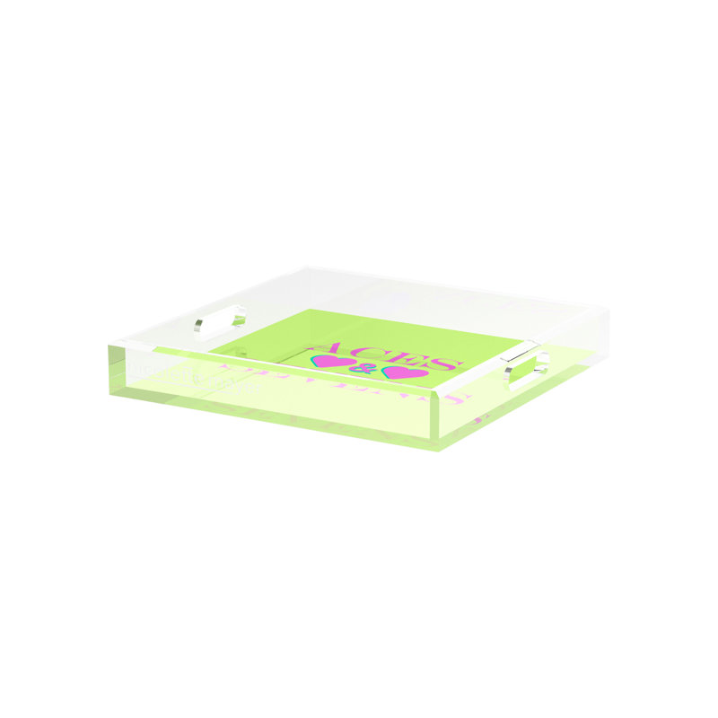 Decorative Tray, Key Lime/Pink, 2" H x 12" W x 12" D