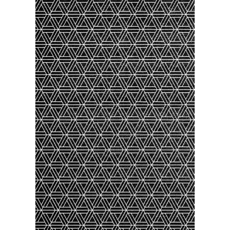 Tapis de zone noire Ikin, Rectangle 6 pi 7 po x 9 pi 6 po
