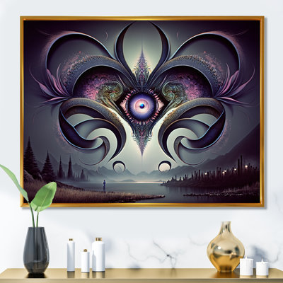 «Purple Eye Landscape II», art mural moderne sur toile géométrique