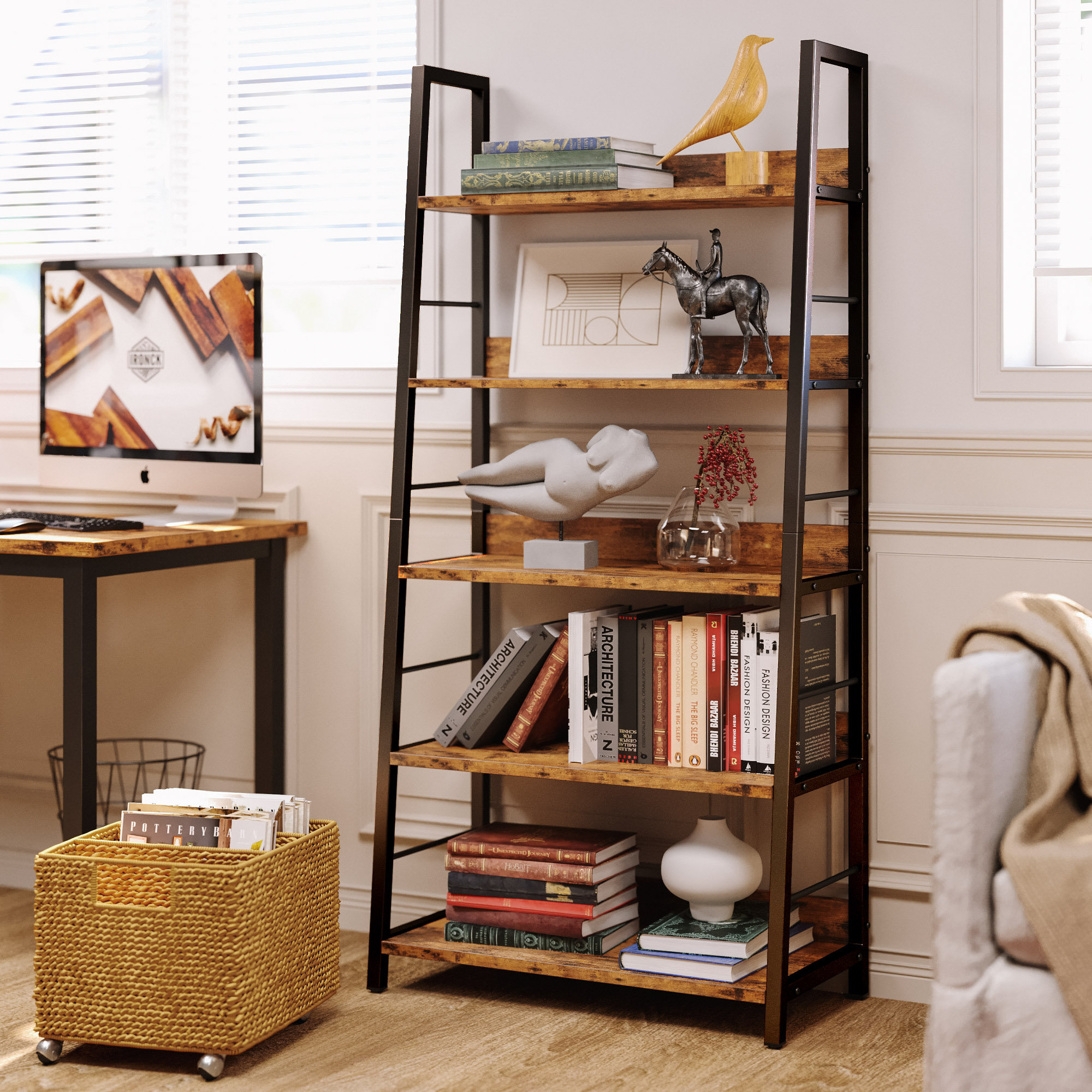 17 Stories Keedy 27.6" W Ladder Bookcase & Reviews | Wayfair
