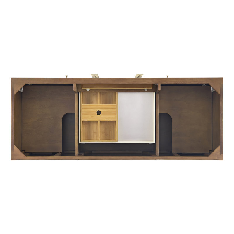 Myrrin 60'' W Double Vanity, Mid-Century Walnut, Eternal Jasmine Pearl