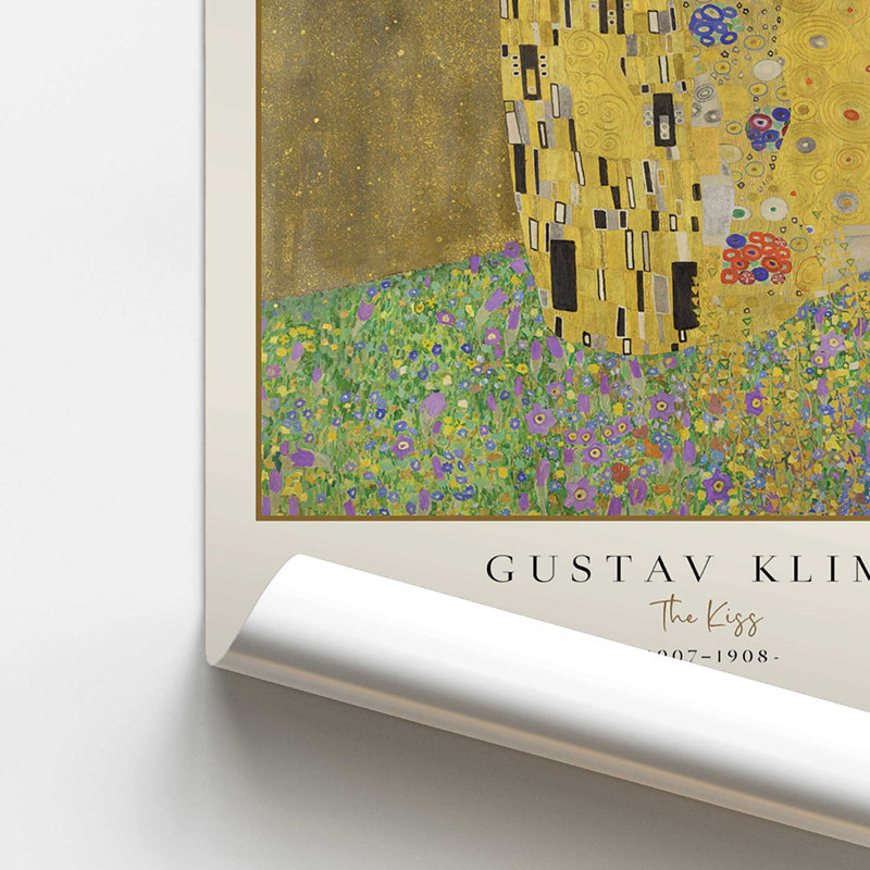 «The Kiss» par Gustav Klimt v3 , Ne s’applique pas, H 36 po x l 24 po x P 0,1 po, Impression sans cadre