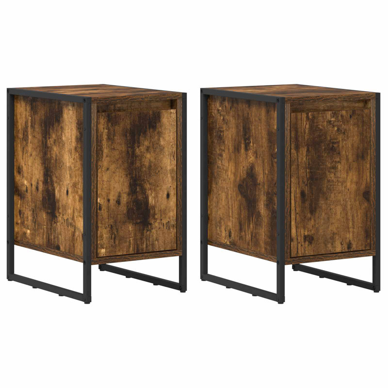 39.5cm W Manufactured Wood Bedside Table, Smoke Oak