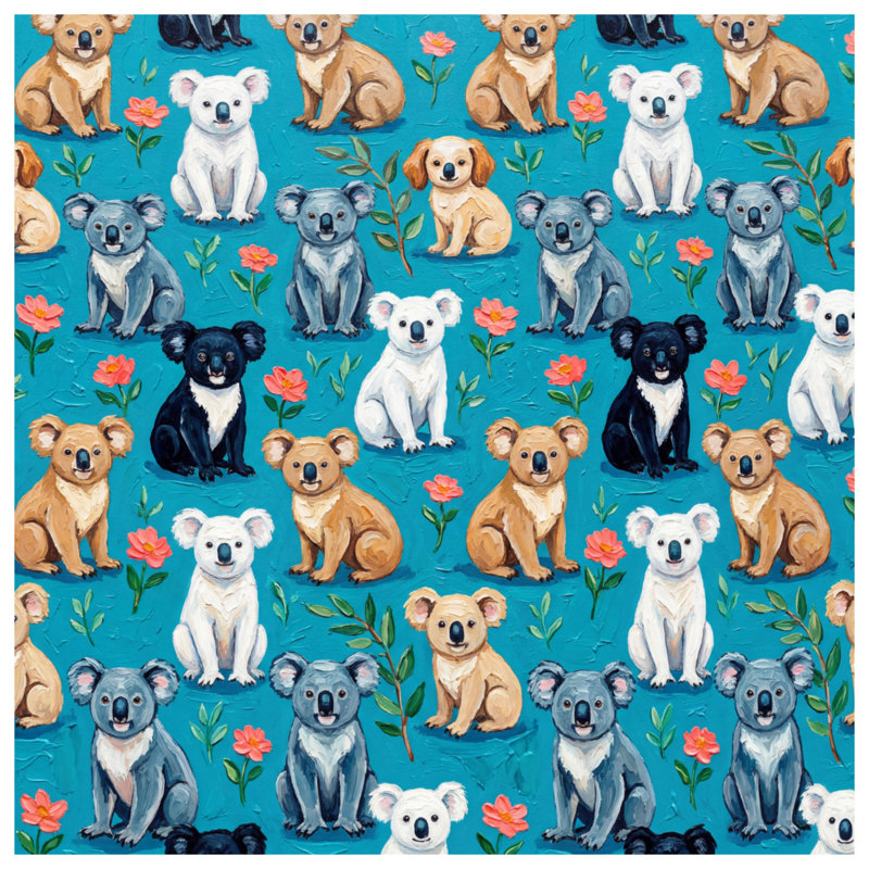 Coussins Koalas And Flowers, 18 x 18 inches