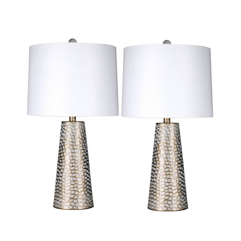 Delmoe Metal Table Lamp, Gold/Gray
