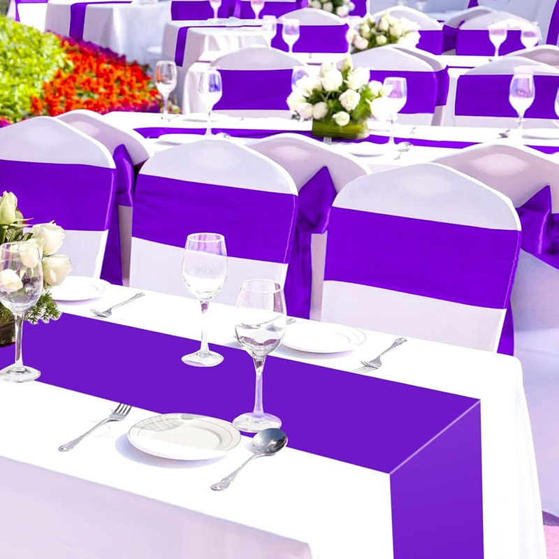 Chemin de table - mauve - chemin de table jetable haut de gamme, pour la décoration de table, Halloween, mariage, remise des diplômes, anniversaire et fête
