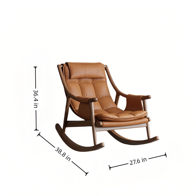 Chaise berçante en bois massif, Brun