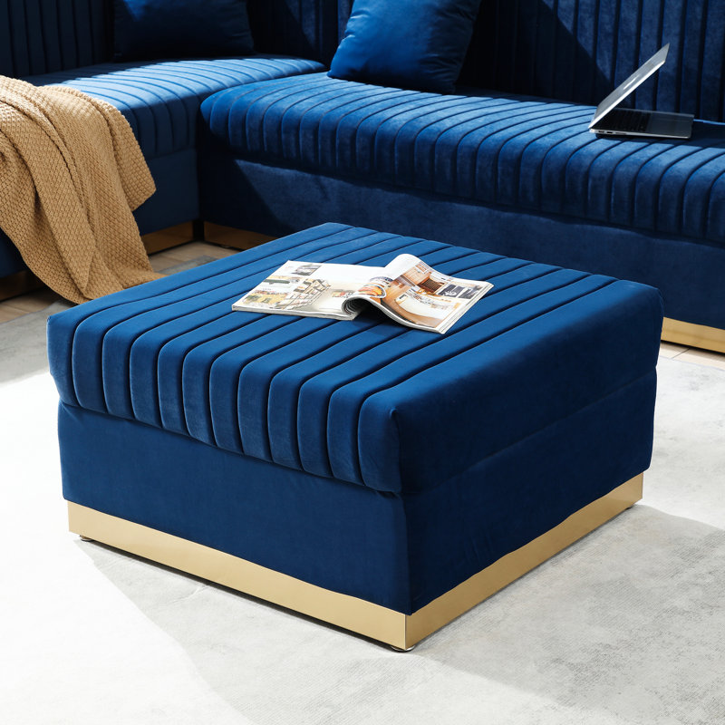 Modern Upholstered Blue Velvet - Dense Foam Padding For Comfort Contemporary In Stainless Steel Base Durability, Blue