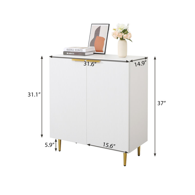 32'' Sideboard, Buffet Cabinet With Door , Rattan Floor Storage Cabinet For Dining Room, Living Room