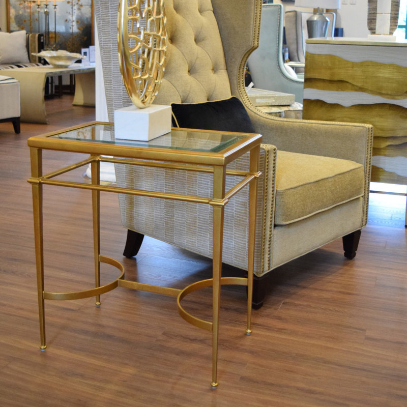 Madeleine Glass End Table, Silver