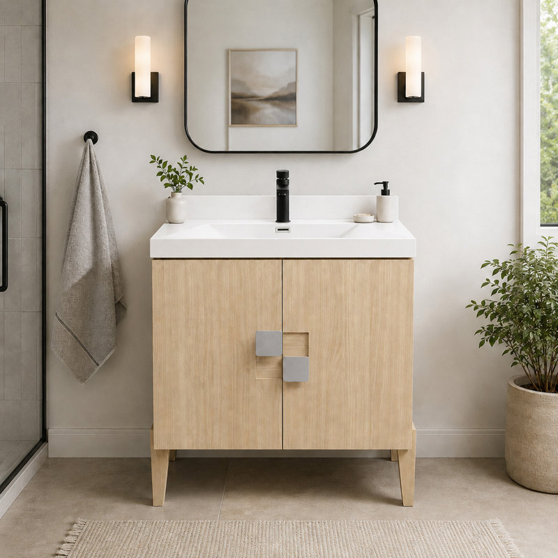 Ensemble de meuble-lavabo simple 31 po Fetnete, Neuturel, Blanc