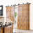 Black Top Mount T-Shape Design Double Track Bypass Three Door Barn Door Hardware Kit (Door Not Included)-66802119