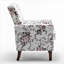 Fauteuil à motifs en mélange de polyester, structure en bois de bouleau massif avec pieds fuselés bruns