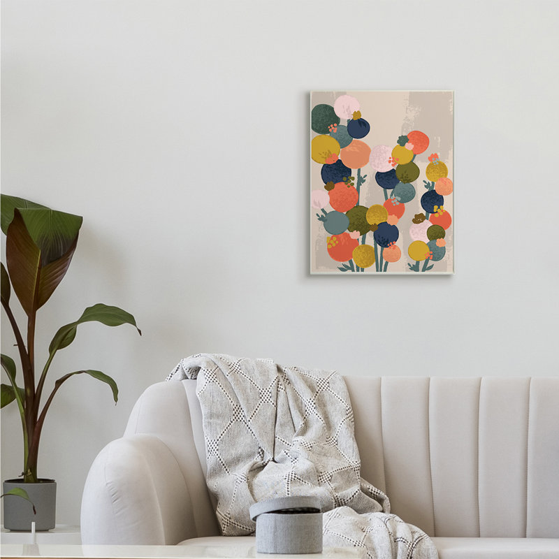 " Organic Shape Flowers Circular Distressed Pattern " by Lisa Whitebutton, 19" H x 13" W, Wood