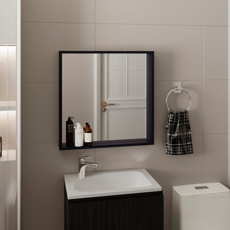 Armoire à pharmacie avec miroir et rangement Dakota, rangement mural pour salle de bain Mordern, noir, Noir