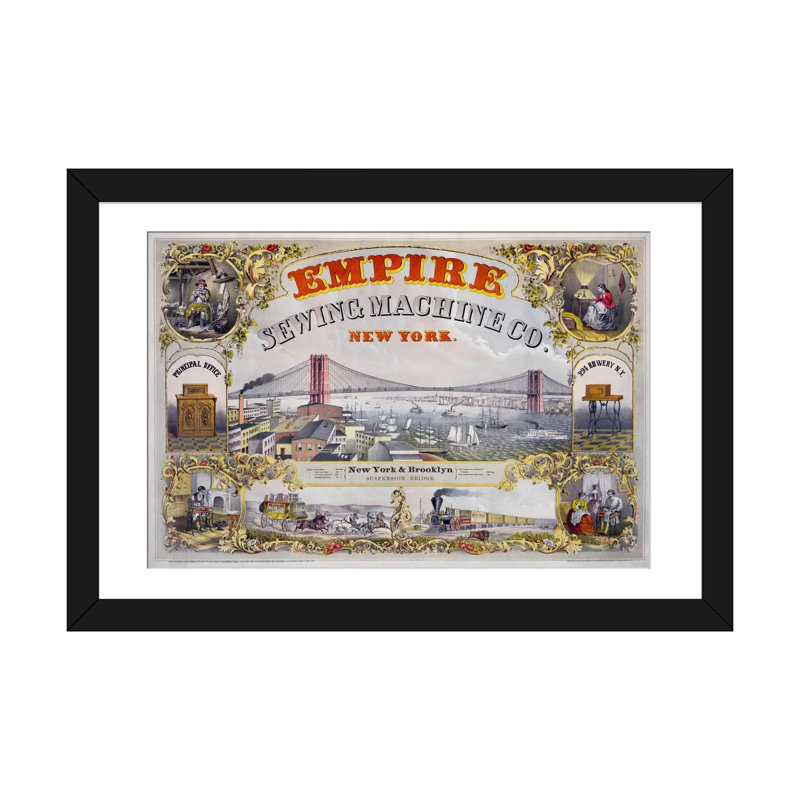 Collection Empire Sewing Machine Co. par Print - Imprimé, L 24 po x H 16 po, Papier d'art encadré noir, Blanc