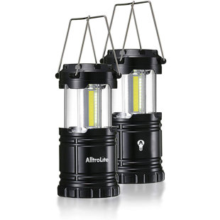 Paquet de 2 lanternes de camping à DEL pliables 500lm | Technologie COB | Lanterne imperméable avec base magnétique pour la nuit | Pêche | Camping | Randonnée | Urgences | Piles incluses (Ensemble de 2)