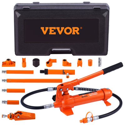 4 Ton Porta Power Kit, Portable Hydraulic Jack with 3.9 ft 1.2 m Oil Hose, Auto Body Frame Repair Kit with Storage Case for Car Repair, Truck, Farm (8800 LBS)