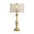 Brushed Gold Metal Table Lamp With Metal & Crystal Beaded Drum Shade