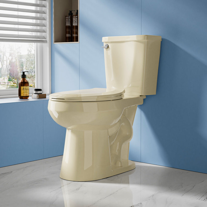Compact Tall Toilet 17" ADA Comfort Chair Height Seat for Seniors, 1.28 GPF Single Flush Bone, MAP 1000g, Bone