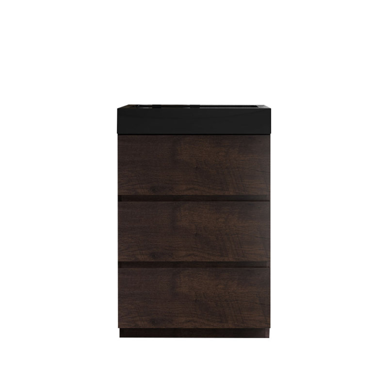 Ensemble de meuble-lavabo simple autoportant avec lavabo 24 po 3 tiroirs Virble, Noir, noir, noir, noir