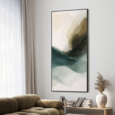 Extra Large Wall Art Fabric Print - Modern Neutral Abstract for Contemporary Home Artwork Decor for Living Room or Bedroom - "Frame Assembly Required (Unfinished Frame)"