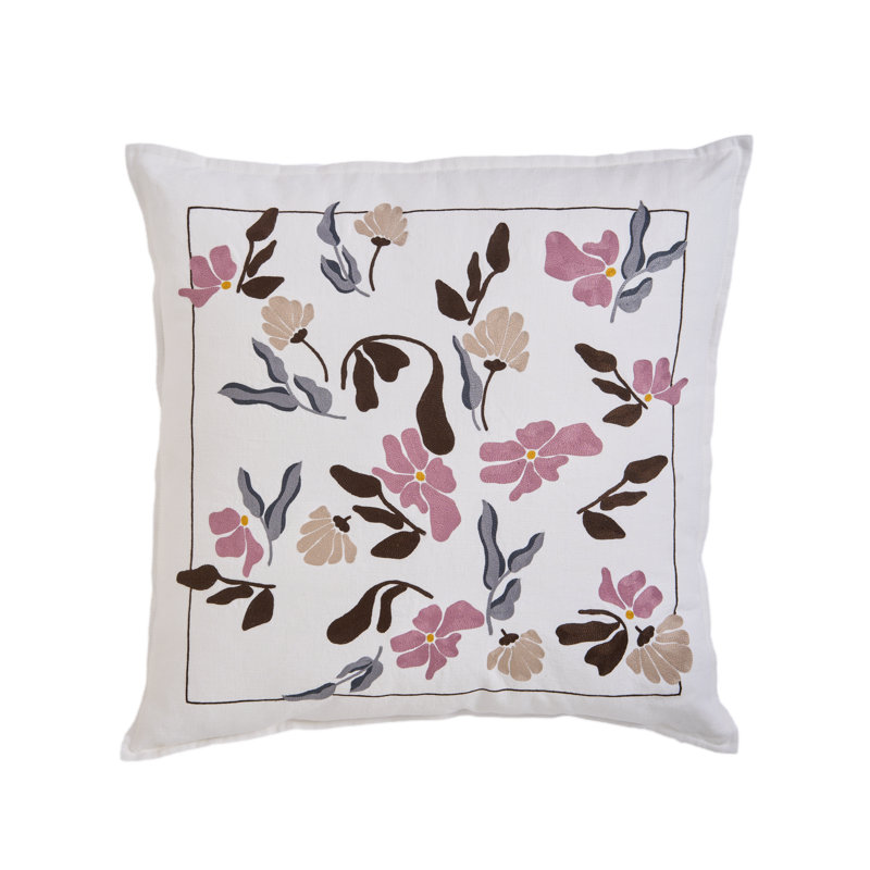Bouquet Pillow Cover 20" x 20", White;Yellow;Brown