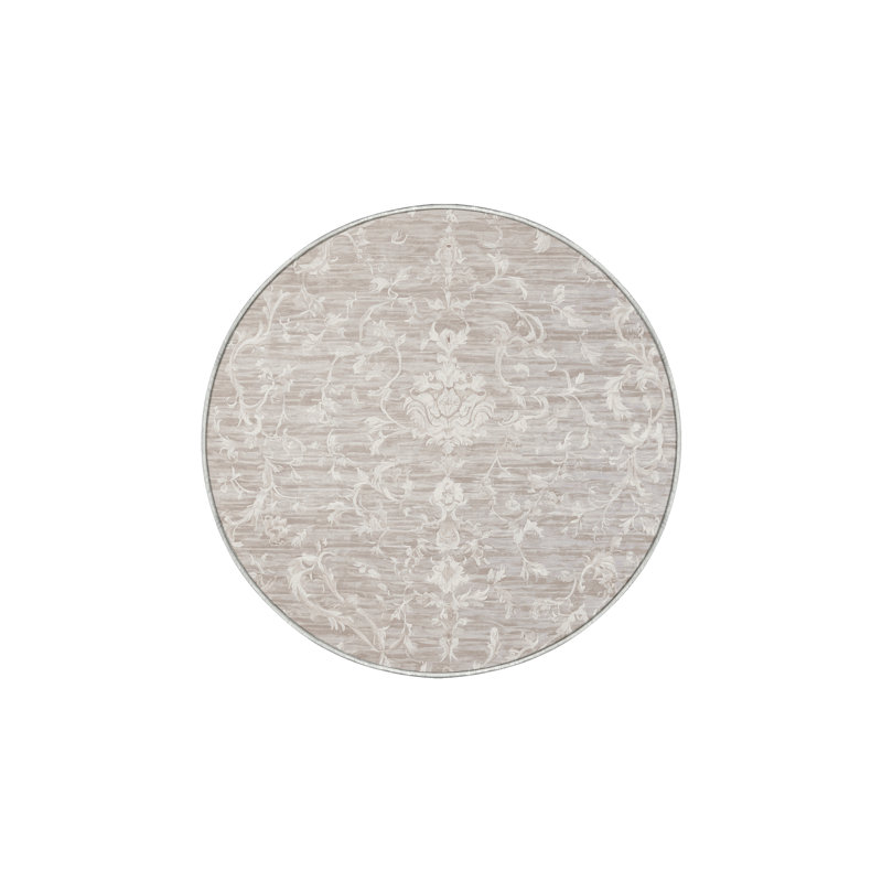 Machine Washable Beige Area Rug, Round 4'