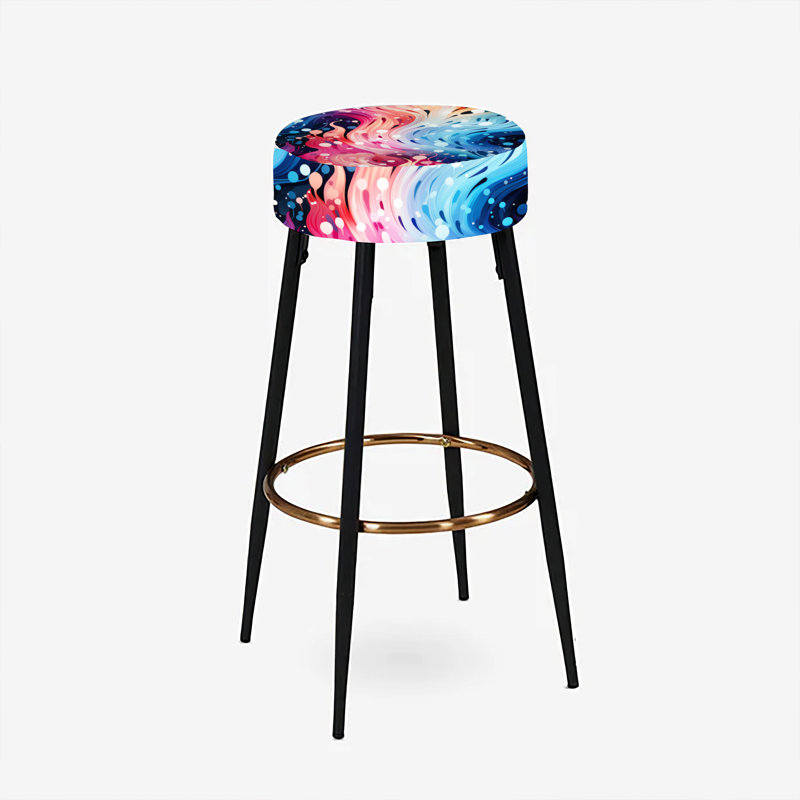 Ensemble de 2 tabourets de bar mystiques à motif cachemire bleu et mauve
