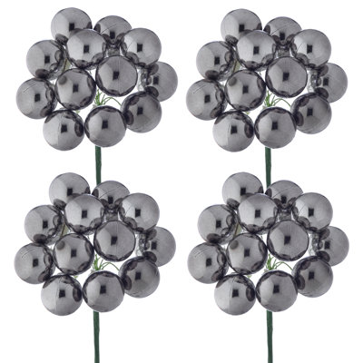 30mm Shatterproof Plastic 12 Bunch Shiney Stem Ball 