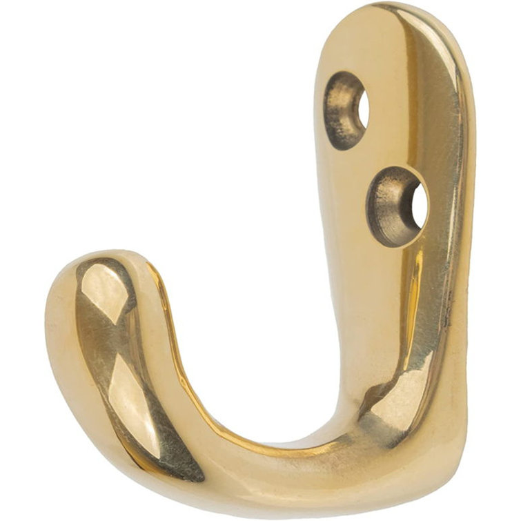 UNIQANTIQ HARDWARE SUPPLY Small Single Prong Solid Brass Coat Hook