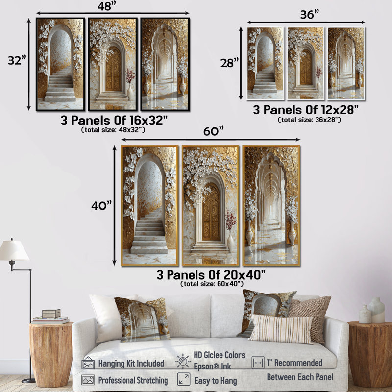 Istanbul Sultans Palace I - Collection d'impressions sur toile 3 pièces, Toile tendue, H 28 po x l 36 po, Ne s’applique pas