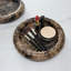 Plateau décoratif en marbre naturel pour bijoux, maquillage et articles essentiels | Plateau rond pour meuble-lavabo avec base antidérapante pour salle de bain, chambre à coucher et table basse