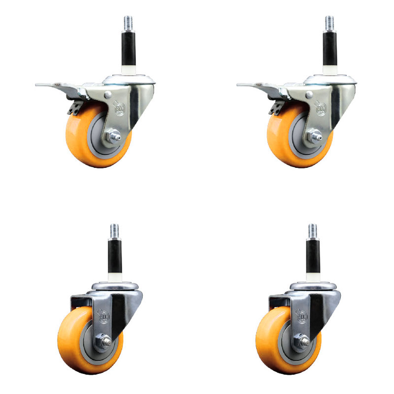 Ensemble de roulettes extensibles 3 pouces en acier inoxydable 316SS pivotant 7/8 pouces avec 2 verrous