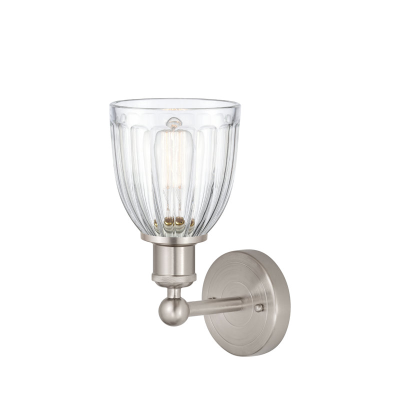 Caroleen Armed Sconce, Clear, Brushed Satin Nickel