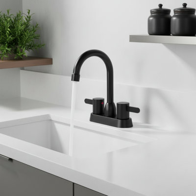 Robinet de salle de bain central à 2 poignées à 2 poignées, robinet de lavabo à fixation sur comptoir noir mat, pour 2 ou 3 trous
