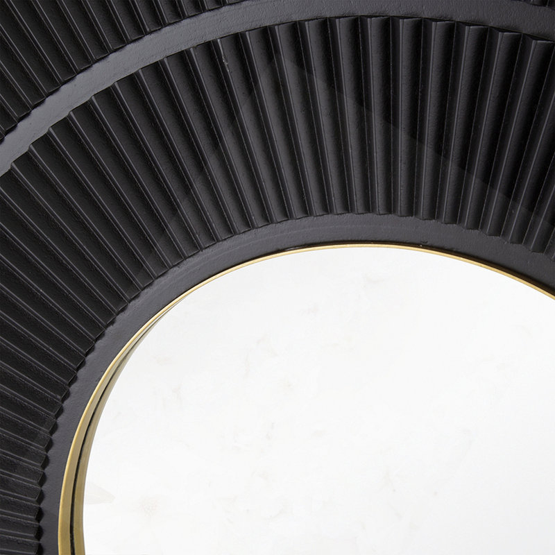 Miroir carré sculpté à motif plissé, Noir