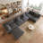 156.7‘’ Oversized U Shaped 6 Piece Modular Cloud Sectional Sofa with Ottoman-16169396