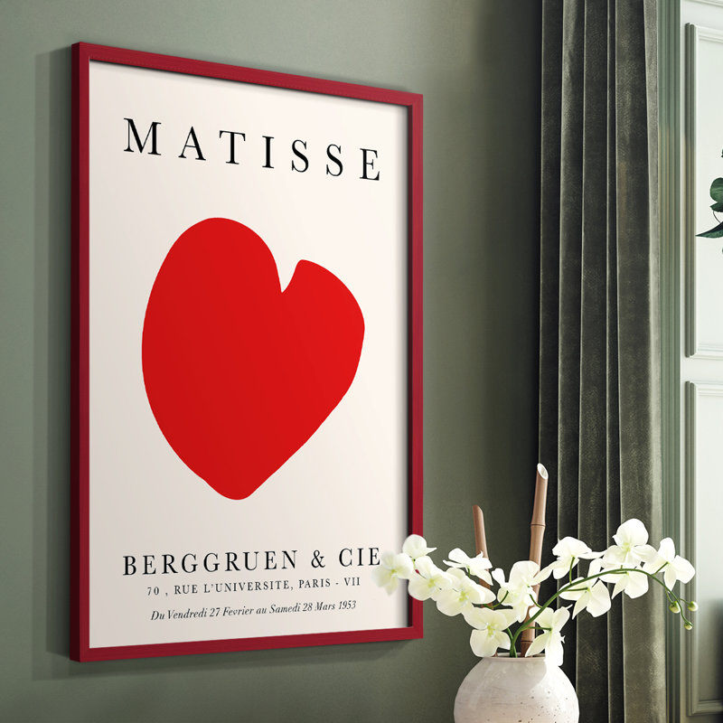 Matisse CCXV III, reproduction encadrée - bois massif, H 10 po x l 8 po, Rouge