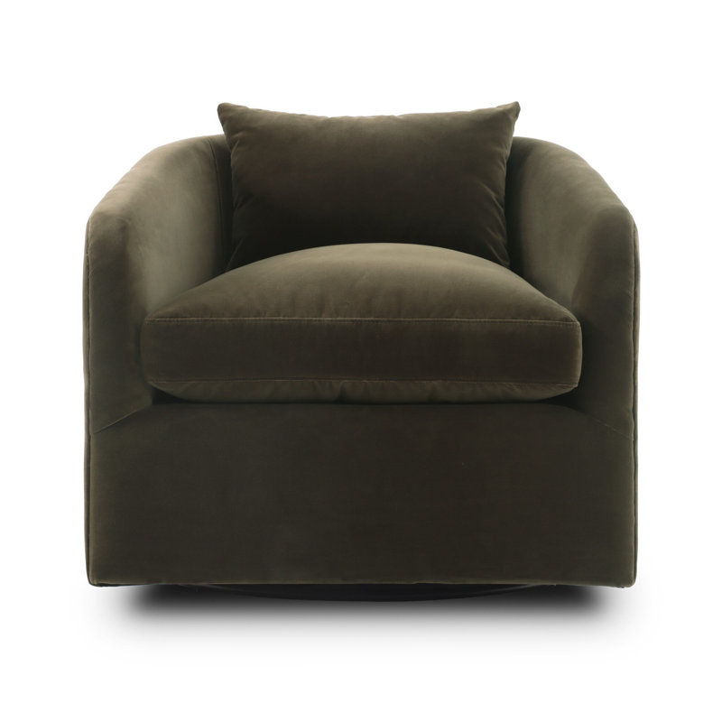 Topanga Swivel Armchair, Surrey Olive Cotton Blend